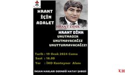 İHD Hatay Şubesi Hrant Dink’i anıyor