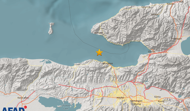 Marmara Denizi Gemlik Körfezi’nde 5,1 Büyüklüğünde Deprem