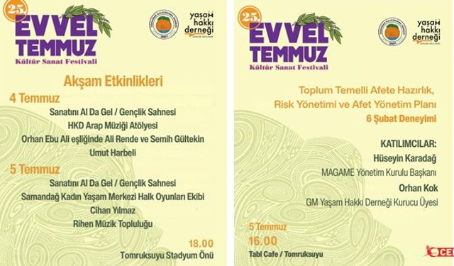25. Geleneksel Evvel Temmuz Festivali  Tomruksuyu Etkinlikleriyle Start Alacak