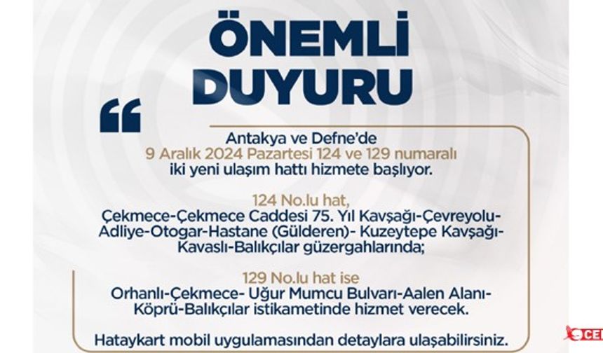 HBB’nin Açtığı Yeni Ulaşım Hatları Bugün Hizmete Başlıyor